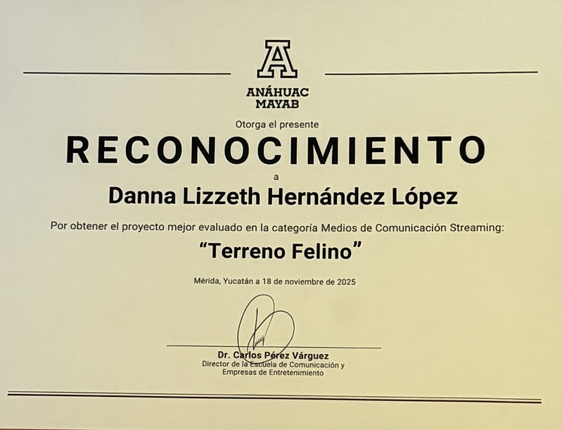 Reconocimiento a Danna Hernández por Terreno Felino en 2025